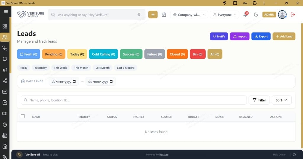 Verisure Real CRM LEAD PIPELINE & ATTRIBUTION
